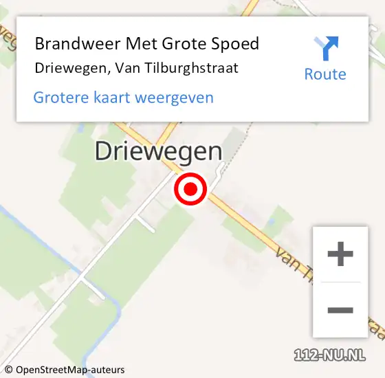 Locatie op kaart van de 112 melding: Brandweer Met Grote Spoed Naar Driewegen, Van Tilburghstraat op 29 oktober 2017 21:21