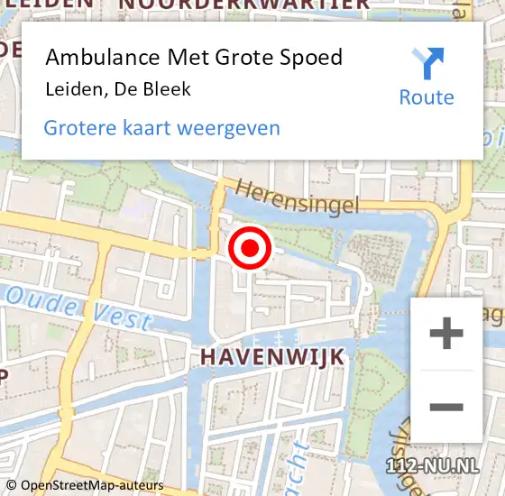 Locatie op kaart van de 112 melding: Ambulance Met Grote Spoed Naar Leiden, De Bleek op 29 oktober 2017 21:45
