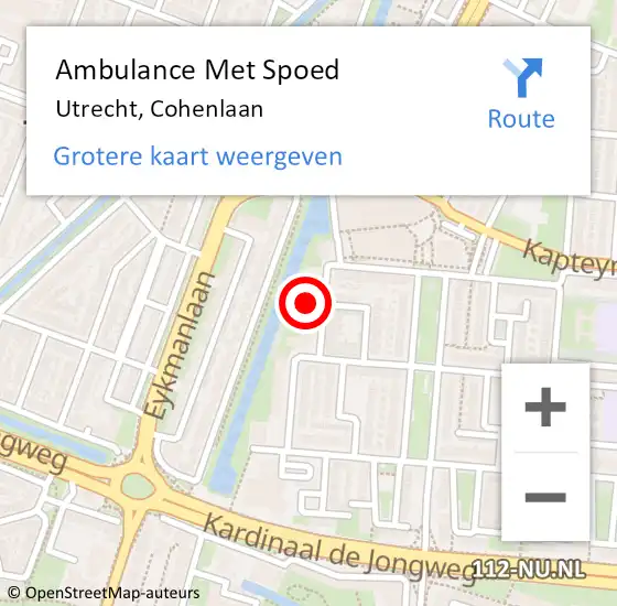 Locatie op kaart van de 112 melding: Ambulance Met Spoed Naar Utrecht, Cohenlaan op 29 oktober 2017 22:09