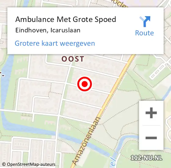 Locatie op kaart van de 112 melding: Ambulance Met Grote Spoed Naar Eindhoven, Icaruslaan op 29 oktober 2017 22:12