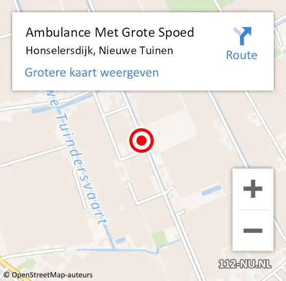 Locatie op kaart van de 112 melding: Ambulance Met Grote Spoed Naar Honselersdijk, Nieuwe Tuinen op 29 oktober 2017 22:31