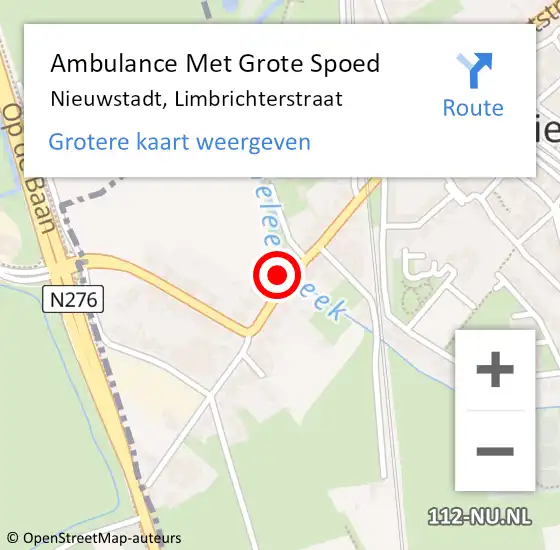 Locatie op kaart van de 112 melding: Ambulance Met Grote Spoed Naar Nieuwstadt, Limbrichterstraat op 30 oktober 2017 06:34