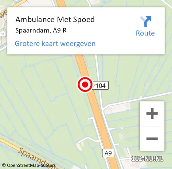 Locatie op kaart van de 112 melding: Ambulance Met Spoed Naar Spaarndam, A9 L op 30 oktober 2017 06:40