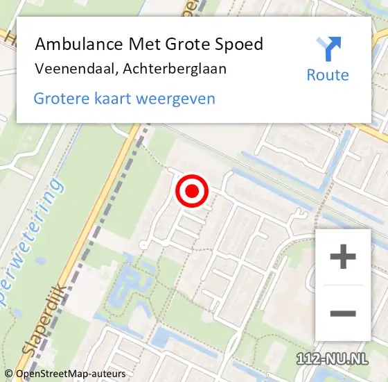 Locatie op kaart van de 112 melding: Ambulance Met Grote Spoed Naar Veenendaal, Achterberglaan op 30 oktober 2017 06:51
