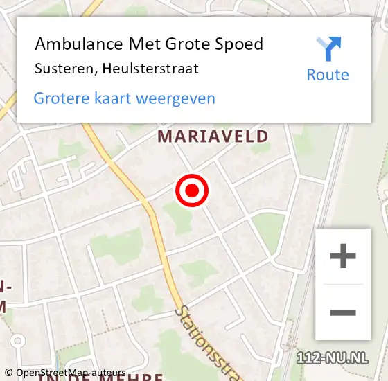 Locatie op kaart van de 112 melding: Ambulance Met Grote Spoed Naar Susteren, Heulsterstraat op 30 oktober 2017 07:11