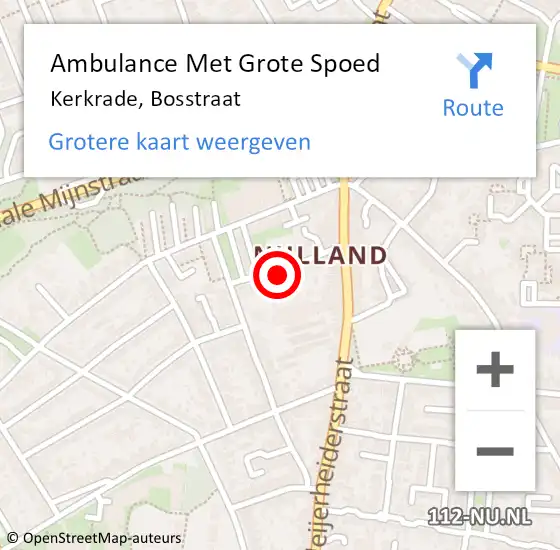 Locatie op kaart van de 112 melding: Ambulance Met Grote Spoed Naar Kerkrade, Bosstraat op 21 september 2013 14:41