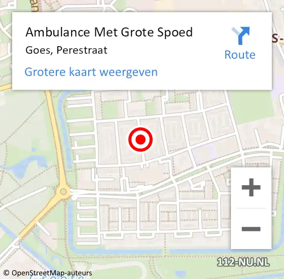 Locatie op kaart van de 112 melding: Ambulance Met Grote Spoed Naar Goes, Perestraat op 30 oktober 2017 08:18