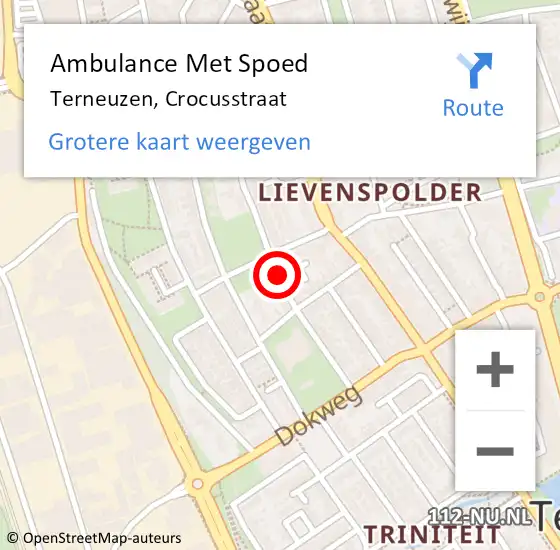 Locatie op kaart van de 112 melding: Ambulance Met Spoed Naar Terneuzen, Crocusstraat op 5 februari 2014 14:55