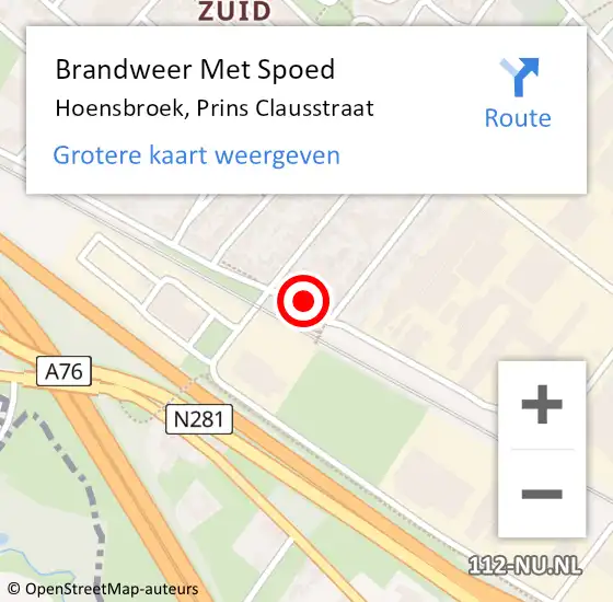 Locatie op kaart van de 112 melding: Brandweer Met Spoed Naar Hoensbroek, Prins Clausstraat op 30 oktober 2017 08:47