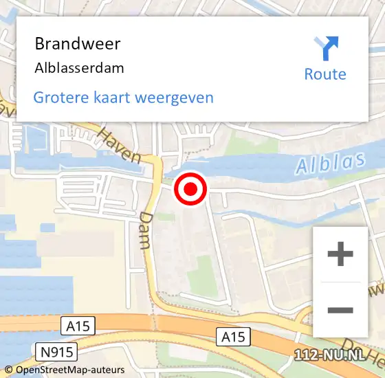Locatie op kaart van de 112 melding: Brandweer Alblasserdam op 30 oktober 2017 08:48