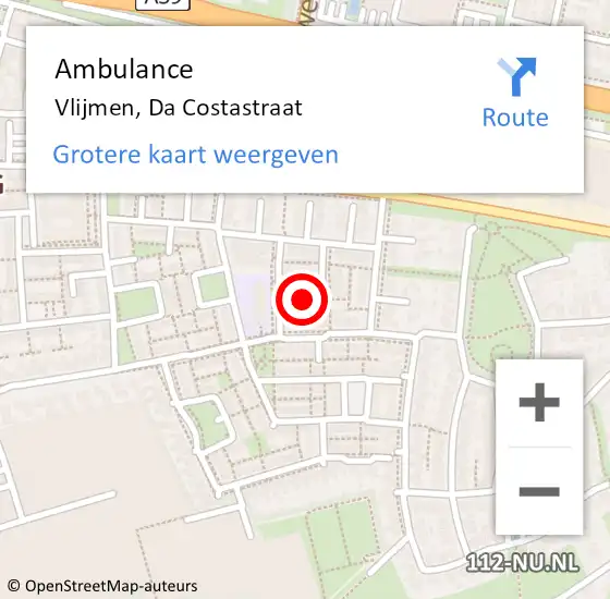 Locatie op kaart van de 112 melding: Ambulance Vlijmen, Da Costastraat op 30 oktober 2017 09:14