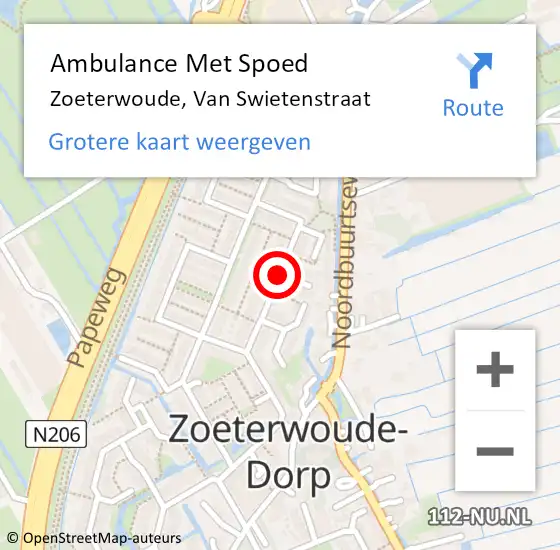 Locatie op kaart van de 112 melding: Ambulance Met Spoed Naar Zoeterwoude, Van Swietenstraat op 30 oktober 2017 09:18