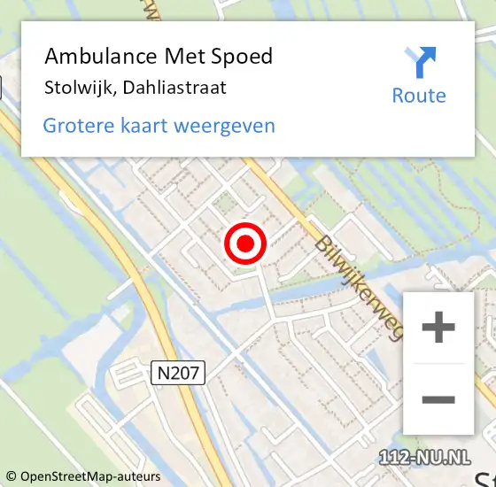 Locatie op kaart van de 112 melding: Ambulance Met Spoed Naar Stolwijk, Dahliastraat op 30 oktober 2017 09:21