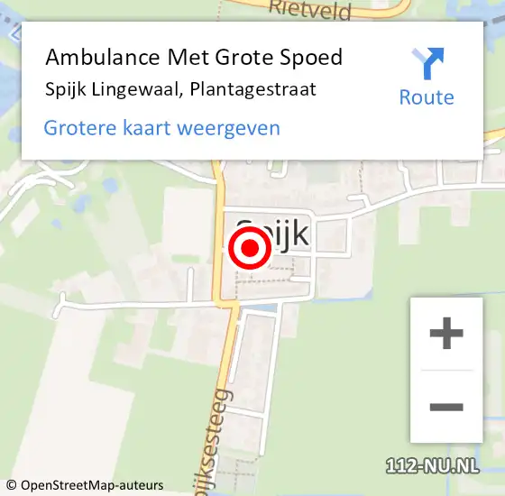 Locatie op kaart van de 112 melding: Ambulance Met Grote Spoed Naar Spijk Lingewaal, Plantagestraat op 30 oktober 2017 09:29