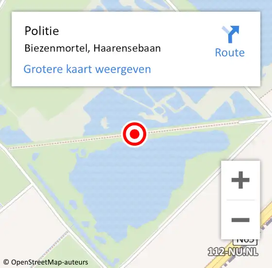 Locatie op kaart van de 112 melding: Politie Biezenmortel, Haarensebaan op 30 oktober 2017 09:31