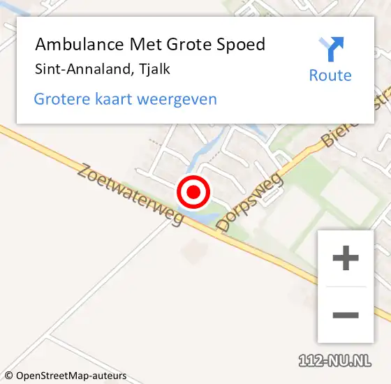 Locatie op kaart van de 112 melding: Ambulance Met Grote Spoed Naar Sint-Annaland, Tjalk op 30 oktober 2017 09:58