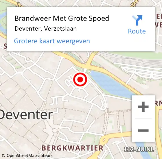 Locatie op kaart van de 112 melding: Brandweer Met Grote Spoed Naar Deventer, Verzetslaan op 30 oktober 2017 10:11