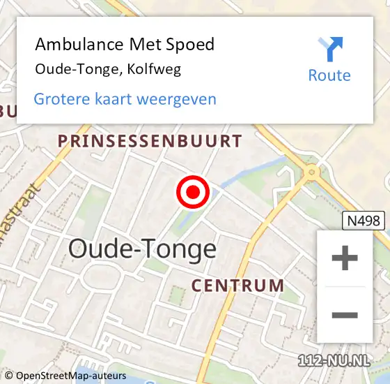 Locatie op kaart van de 112 melding: Ambulance Met Spoed Naar Oude-Tonge, Kolfweg op 30 oktober 2017 10:16