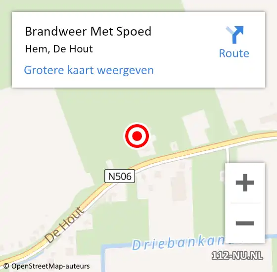 Locatie op kaart van de 112 melding: Brandweer Met Spoed Naar Hem, De Hout op 21 september 2013 14:42