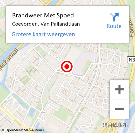 Locatie op kaart van de 112 melding: Brandweer Met Spoed Naar Coevorden, Van Pallandtlaan op 30 oktober 2017 10:17