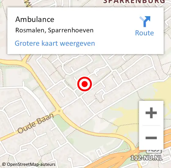 Locatie op kaart van de 112 melding: Ambulance Rosmalen, Sparrenhoeven op 30 oktober 2017 10:31