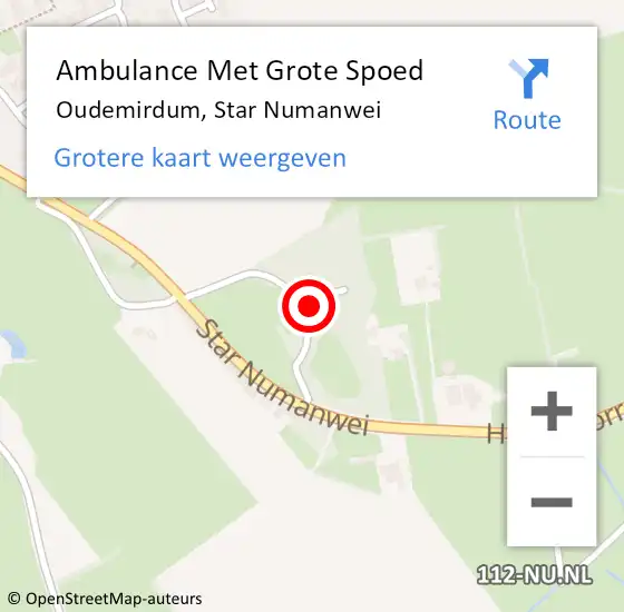 Locatie op kaart van de 112 melding: Ambulance Met Grote Spoed Naar Oudemirdum, Star Numanwei op 5 februari 2014 15:13
