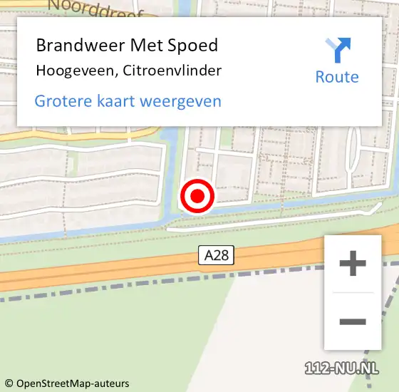 Locatie op kaart van de 112 melding: Brandweer Met Spoed Naar Hoogeveen, Citroenvlinder op 30 oktober 2017 11:37