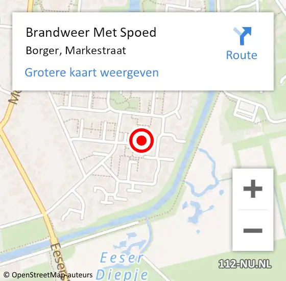 Locatie op kaart van de 112 melding: Brandweer Met Spoed Naar Borger, Markestraat op 30 oktober 2017 11:53