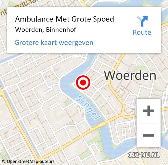 Locatie op kaart van de 112 melding: Ambulance Met Grote Spoed Naar Woerden, Binnenhof op 30 oktober 2017 11:57