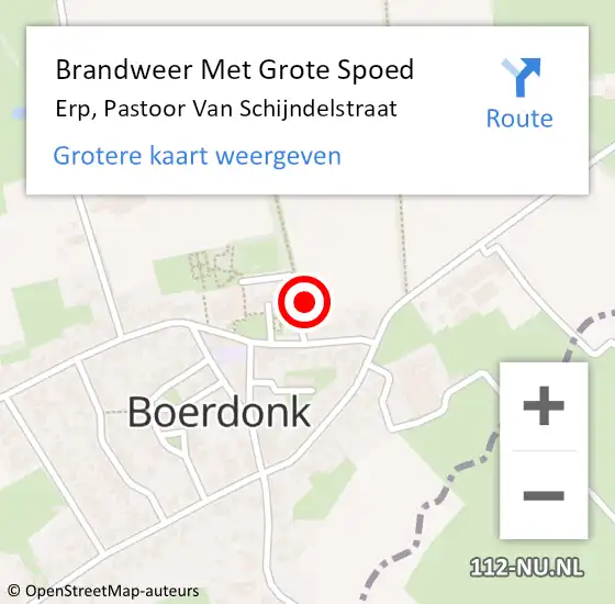 Locatie op kaart van de 112 melding: Brandweer Met Grote Spoed Naar Erp, Pastoor Van Schijndelstraat op 30 oktober 2017 12:04