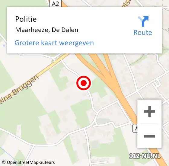 Locatie op kaart van de 112 melding: Politie Maarheeze, De Dalen op 30 oktober 2017 12:10