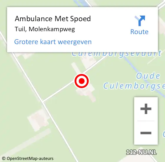 Locatie op kaart van de 112 melding: Ambulance Met Spoed Naar Tuil, Molenkampweg op 30 oktober 2017 12:15