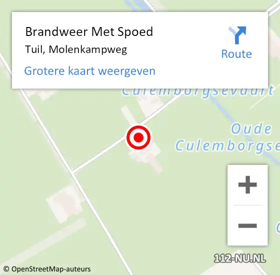 Locatie op kaart van de 112 melding: Brandweer Met Spoed Naar Tuil, Molenkampweg op 30 oktober 2017 12:16