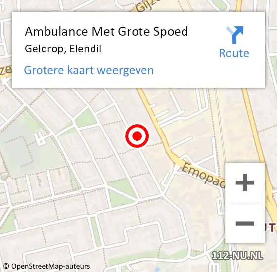 Locatie op kaart van de 112 melding: Ambulance Met Grote Spoed Naar Geldrop, Elendil op 30 oktober 2017 12:18