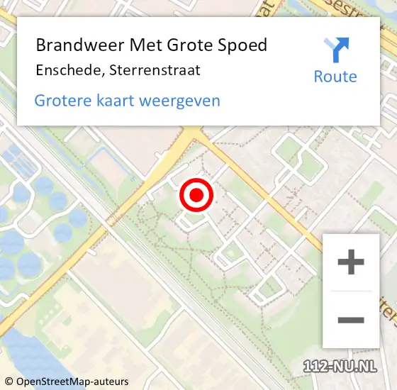 Locatie op kaart van de 112 melding: Brandweer Met Grote Spoed Naar Enschede, Sterrenstraat op 30 oktober 2017 12:26