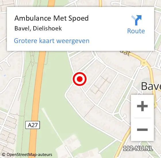 Locatie op kaart van de 112 melding: Ambulance Met Spoed Naar Bavel, Dielishoek op 30 oktober 2017 12:29