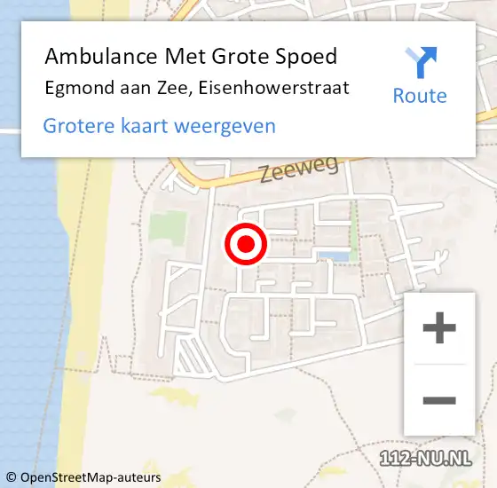 Locatie op kaart van de 112 melding: Ambulance Met Grote Spoed Naar Egmond aan Zee, Eisenhowerstraat op 30 oktober 2017 12:34