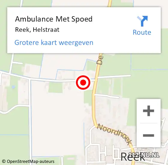 Locatie op kaart van de 112 melding: Ambulance Met Spoed Naar Reek, Helstraat op 30 oktober 2017 12:49