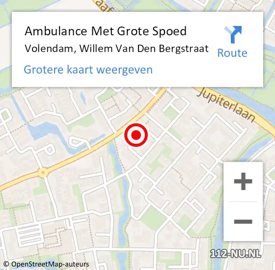 Locatie op kaart van de 112 melding: Ambulance Met Grote Spoed Naar Volendam, Willem Van Den Bergstraat op 30 oktober 2017 13:20