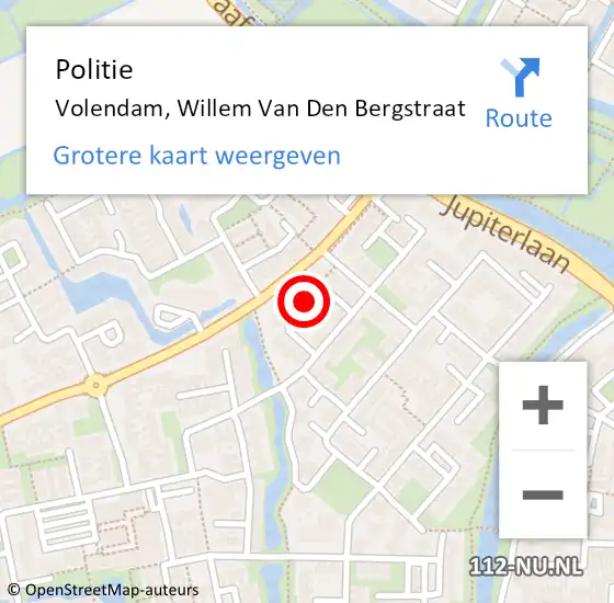 Locatie op kaart van de 112 melding: Politie Volendam, Willem Van Den Bergstraat op 30 oktober 2017 13:20