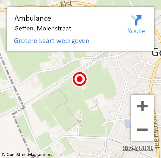 Locatie op kaart van de 112 melding: Ambulance Geffen, Molenstraat op 30 oktober 2017 13:34