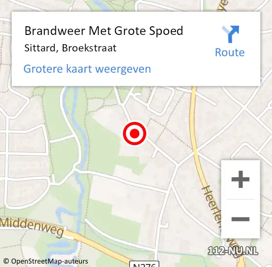 Locatie op kaart van de 112 melding: Brandweer Met Grote Spoed Naar Sittard, Broekstraat op 30 oktober 2017 13:39