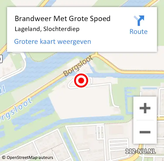 Locatie op kaart van de 112 melding: Brandweer Met Grote Spoed Naar Lageland, Slochterdiep op 30 oktober 2017 13:52