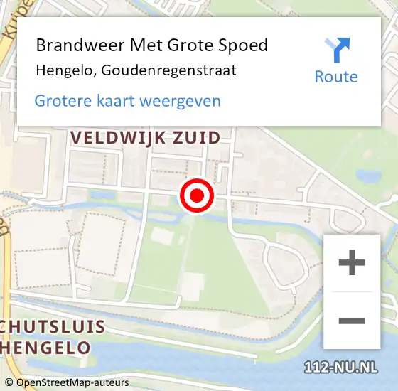 Locatie op kaart van de 112 melding: Brandweer Met Grote Spoed Naar Hengelo, Goudenregenstraat op 30 oktober 2017 14:06