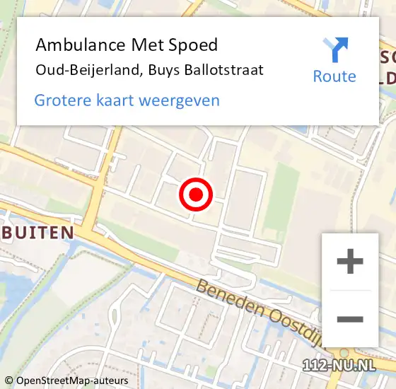 Locatie op kaart van de 112 melding: Ambulance Met Spoed Naar Oud-Beijerland, Buys Ballotstraat op 30 oktober 2017 14:14