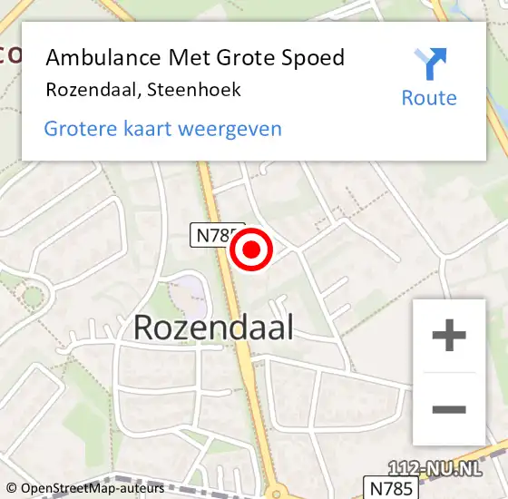 Locatie op kaart van de 112 melding: Ambulance Met Grote Spoed Naar Rozendaal, Steenhoek op 30 oktober 2017 14:28