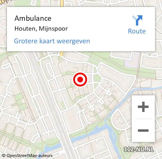 Locatie op kaart van de 112 melding: Ambulance Houten, Mijnspoor op 30 oktober 2017 14:35