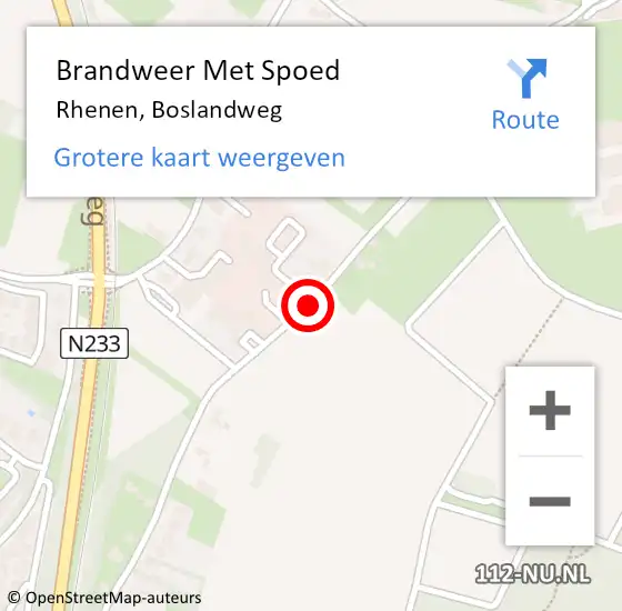 Locatie op kaart van de 112 melding: Brandweer Met Spoed Naar Rhenen, Boslandweg op 30 oktober 2017 15:02