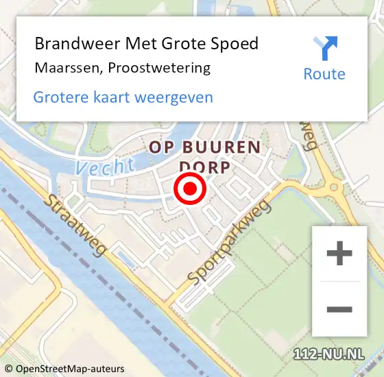 Locatie op kaart van de 112 melding: Brandweer Met Grote Spoed Naar Maarssen, Proostwetering op 30 oktober 2017 15:10