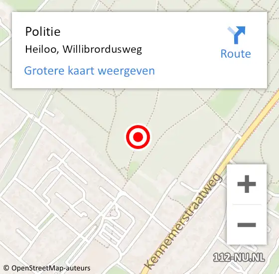 Locatie op kaart van de 112 melding: Politie Heiloo, Willibrordusweg op 30 oktober 2017 15:21